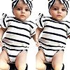 FANOUD Toddler Kids Fashion Romper Baby Boys Girls Ruched Striped Romper Jumpsuit Outfits Clothes (White, 100)