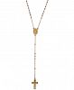 Tri-Color Cross 17" Lariat Necklace in 14k Gold, White Gold & Rose Gold