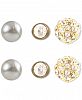 Charter Club Gold-Tone 3-Pc. Set Crystal & Imitation Pearl Stud Earrings, Created for Macy's