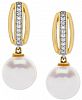 Honora Cultured Freshwater Pearl (8 mm) & Diamond Accent Drop Earrings in 14k Gold