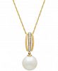 Honora Cultured Freshwater Pearl (9 mm) & Diamond (1/10 ct. t. w. ) 18" Pendant Necklace in 14k Gold