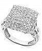 Diamond Square Cluster Ring in 14k White Gold (1 ct. t. w. )