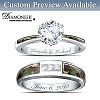 Camo Personalized Platinum-Plated Bridal Ring Set