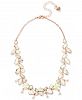Betsey Johnson Rose Gold-Tone Crystal & Imitation Pearl Collar Necklace, 16" + 3" extender