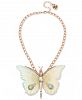 Betsey Johnson Rose Gold-Tone Crystal & Stone Butterfly Pendant Necklace, 16" + 3" extender