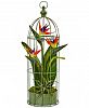 Nearly Natural Tropical Birds of Paradise Artificial Arrangement in Decorative Bird Cage