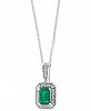 Final Call by Effy Emerald (1/2 ct. t. w. ) & Diamond (1/8 ct. t. w. ) 18" Pendant Necklace in 14k White Gold