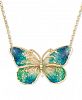 Ceramic Butterfly Pendant Necklace in 14k Gold, 16" + 1" extender