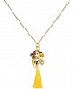 I. n. c. Gold-Tone Pave Fruit Charms & Tassel pendant Necklace, 36" + 3" extender, Created for Macy's