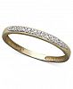 14k White, Yellow, or Rose Gold Ring, Pave Diamond Accent Band