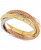 Italian Gold Tricolor Textured Roll Ring in 14k Gold, White Gold & Rose Gold