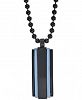 Men's Two-Tone Dog Tag 22" Pendant Necklace in Matte Black & Blue Ion-Plated Stainless Steel