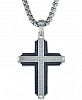 Esquire Men's Jewelry Diamond Cross 22" Pendant Necklace (1/3 ct. t. w. ) in Stainless Steel & Black Ion-Plate, Created for Macy's