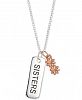 Unwritten Two-Tone "Sisters" Bar & Flower 18" Pendant Necklace in Sterling Silver