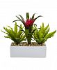 Nearly Natural Bromeliad & Bird's Nest Artificial Plants in Rectangular Planter