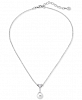 Majorica Sterling Silver Triangle Cubic Zirconia & Imitation Pearl Pendant Necklace, 15" + 2" extender