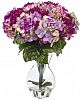 Nearly Natural Dark Pink Beauty Hydrangea Artificial Arrangement with Teardrop Glass Vase