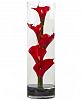 Nearly Natural 20" Red Calla Lily Artificial Arrangement in Cylinder Glass Vase