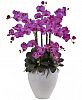 Nearly Natural Dark Pink Phalaenopsis Orchid Artificial Arrangement with White Planter