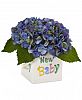Nearly Natural Blue Hydrangea Artificial Arrangement in New Baby Ceramic Planter