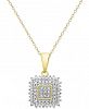 Diamond Square Pendant Necklace (1/2 ct. t. w. ) in Sterling Silver or 18k Gold-Plated Sterling Silver