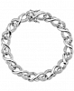 Diamond Accent Textured Infinity Link Bracelet in Fine Silver-Plate & Rhodium-Plate