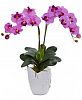 Nearly Natural Double Phalaenopsis Orchid Artificial Arrangement in White Ceramic Vase