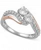 Two Souls, One Love Diamond Two-Stone Anniversary Ring (1 ct. t. w. ) in 14k White Gold or 14k White Gold with Rose Gold