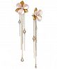 Betsey Johnson Two-Tone Crystal and Enamel Flower & Fringe Drop Earrings