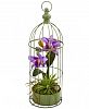 Nearly Natural Cattleya Orchid Arrangement in Decorative Bird Cage