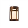 CER-5385-CKS-MICA - Justice Design - Small Arch Window Open Top and Bottom ADA Sconce Sienna Brown Crackle Finish (Glaze)Glazed - Ambiance