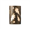 CER-5475-HMBR-GU24 - Justice Design - Large Oak Leaves Open Top and Bottom ADA Sconce Hammered Brass Finish (Textured Faux)Textured Faux - Ambiance