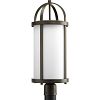 P5449-20 - Progress Lighting - Greetings - One Light Outdoor Post Lantern Antique Bronze Finish with Etched Opal Glass - Greetings