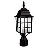 F7917-31 - Sunset Lighting - One Light Square Post Black Finish with Frosted Glass -