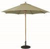 532TK80 - Galtech International - Designer - 9' Round Quad Pulley Umbrella 80: Sesame Linen TK: TeakSunbrella Patterns - Quick Ship -