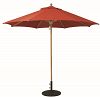 532TK56 - Galtech International - Designer - 9' Round Quad Pulley Umbrella 56: Jockey Red TK: TeakSunbrella Solid Colors - Quick Ship -