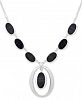 Nine West Silver-Tone & Stone Lariat Necklace, 16" + 2" extender