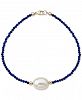 Cultured Freshwater Pearl (10mm) & Lapis Lazuli (2mm) Bracelet in 14k Gold