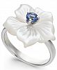 Mother-of-Pearl & Tanzanite (1/4 ct. t. w. ) Flower Statement Ring in Sterling Silver