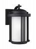 8547901-12 - Sea Gull Lighting - Crowell - One Light Small Outdoor Wall Lantern Medium Base: 60W Black Finish with Satin Etched Glass - Crowell