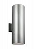 8313902-753 - Sea Gull Lighting - Outdoor Bullets - 65W Two Light Outdoor Wall Sconce Bulged Reflector 40: 100 Watt Painted Brushed Nickel Finish with Clear Tempered Glass - Outdoor Bullets