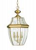 6039EN-02 - Sea Gull Lighting - Lancaster - Three Light Outdoor Pendant Polished Brass Finish with Clear Curved Beveled Glass - Lancaster
