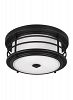 7824452-12 - Sea Gull Lighting - Sauganash - Two Light Outdoor Flush Mount Medium Base: 75W Black Finish with Etched Seeded Glass - Sauganash