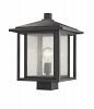 554PHBS-BK - Z-Lite - Aspen - 15 Inch One Light Outdoor Post Mount Black Finish with Clear Ribbed Glass - Aspen