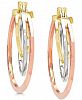 Tricolor Graduated Hoop Earrings in 10k Gold, White Gold & Rose Gold