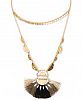 lonna & lilly Gold-Tone Charm Bead & Tassel 40" Adjustable Double-Row Necklace