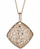 Two-Tone Textured Floral 18" Pendant Necklace in 14k Gold & White Gold