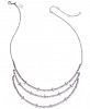 I. n. c. Silver-Tone Crystal & Rondelle Bead Triple-Row Necklace, 15" + 3" extender, Created for Macy's