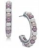 Charter Club Silver-Tone Imitation Pearl Open Hoop Earrings, Created for Macy's