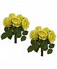 Nearly Natural Rose Bush Artificial Bouquet, Set of 2